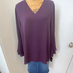 Alfani Purple Blouse w/ Poet Sleeves